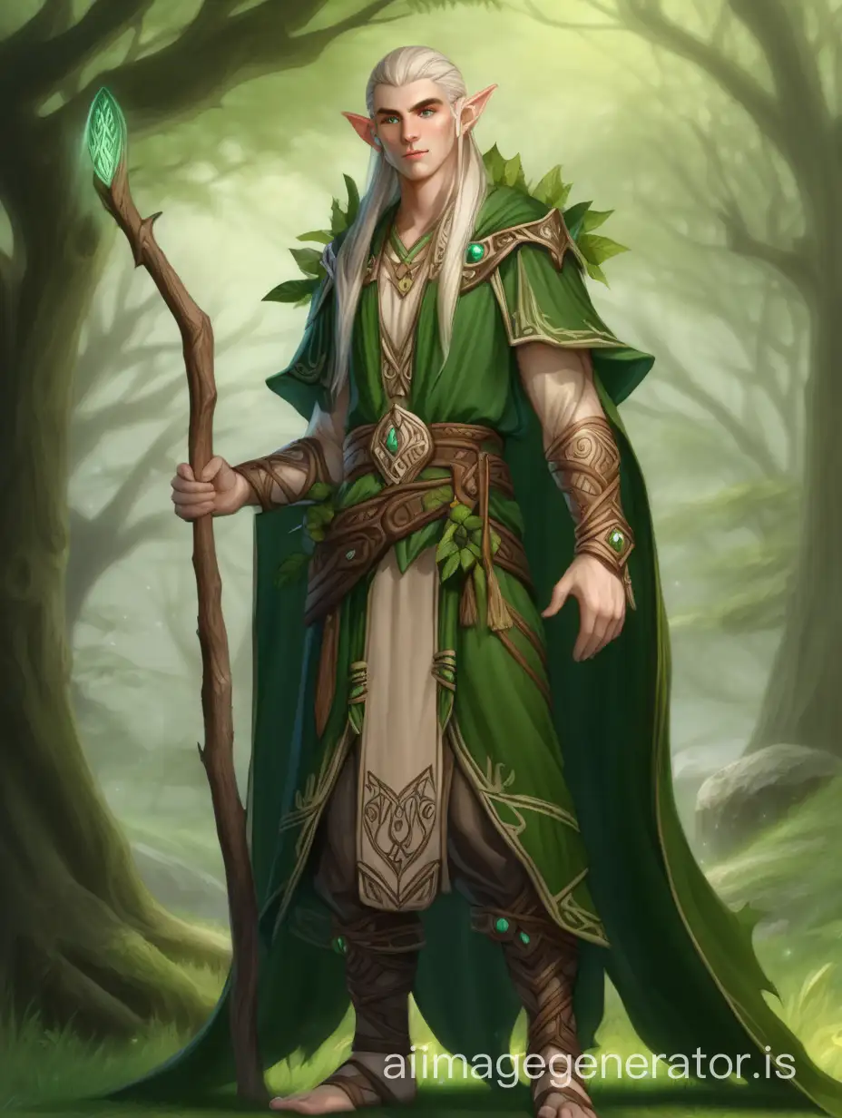 Mystical Male Elf Druid in Enchanted Forest AI Image Generator