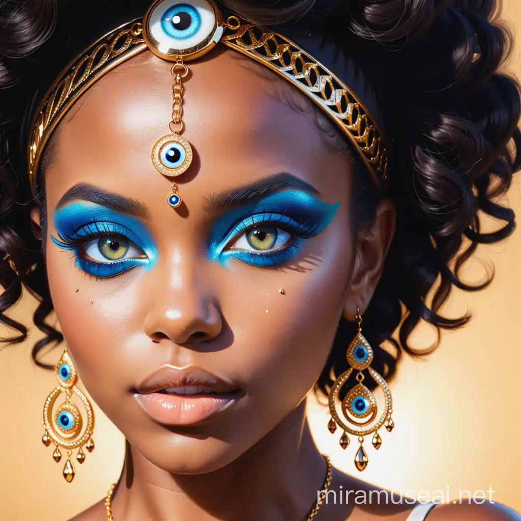 Golden Glow Surreal Portrait with Intense Eye Catcher and Melanin Poppin Glamour