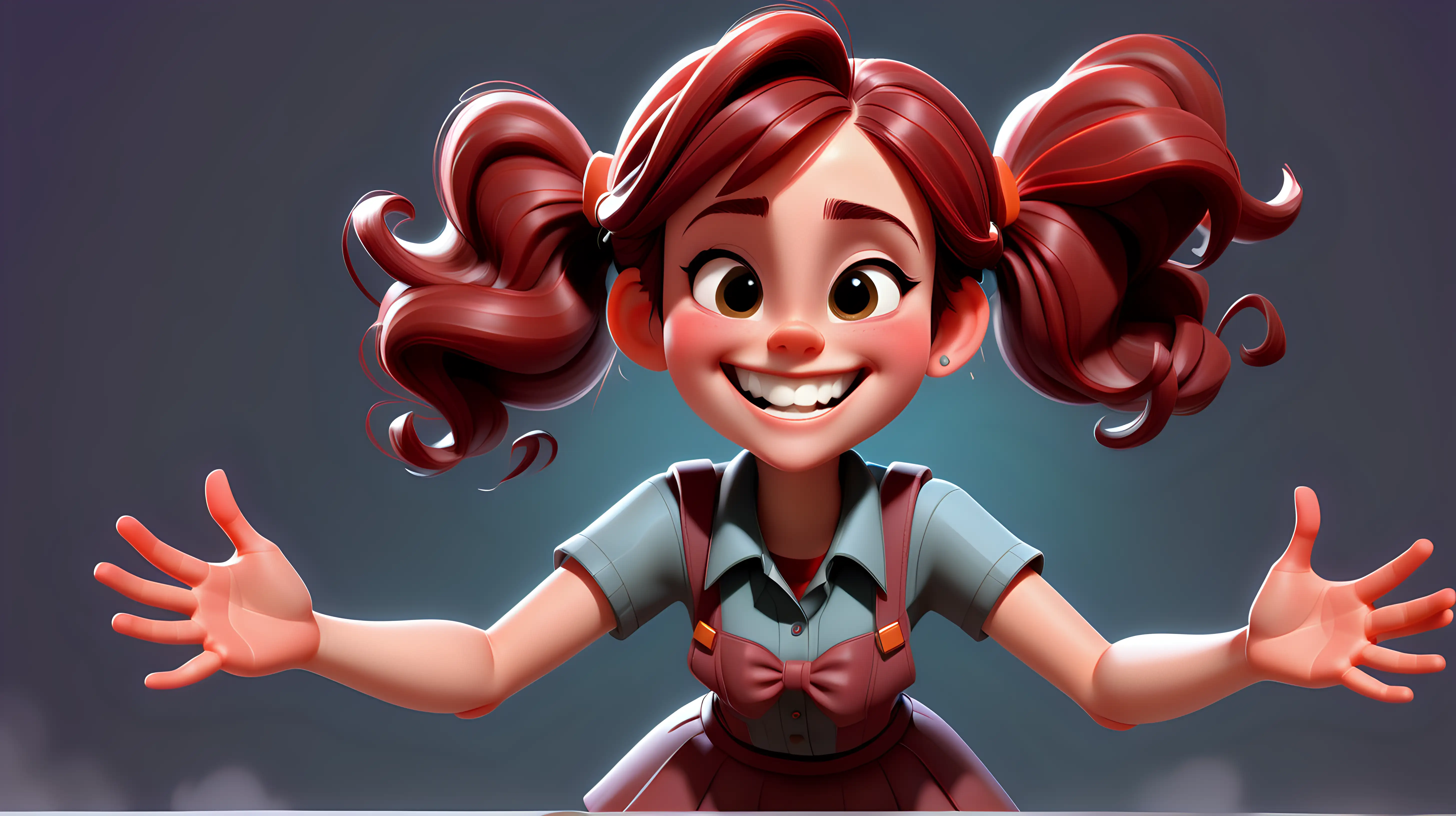 Joyful High School Girl Presenting in WreckIt Ralph Style