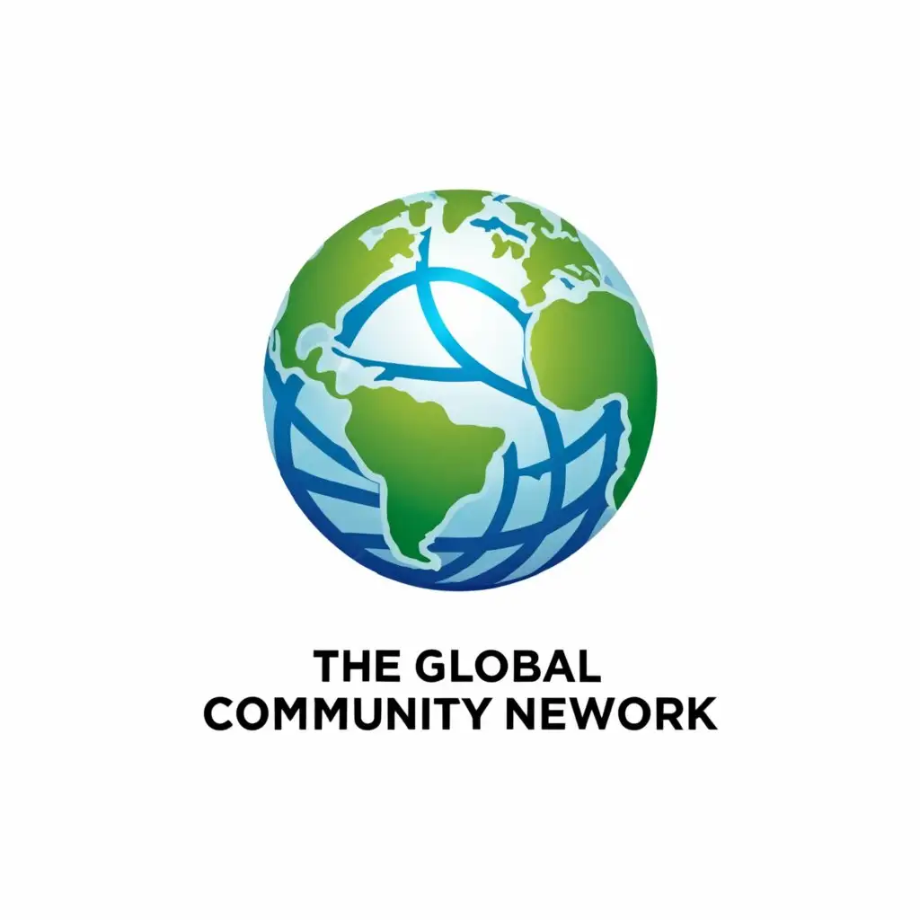 a logo design,with the text "The Global community network", main symbol:Earth,Minimalistic,clear background
