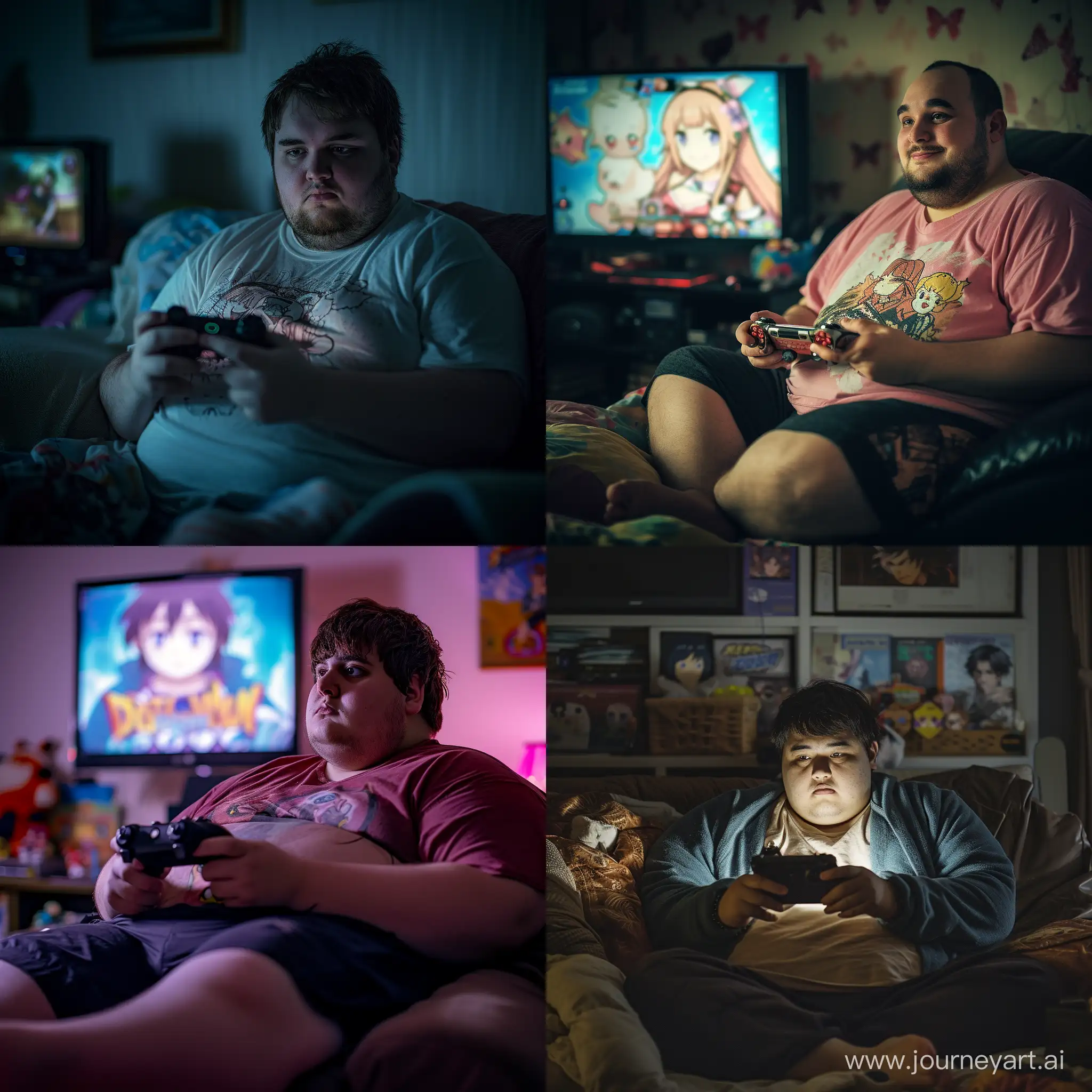 Chubby-Gamer-Immersed-in-Anime-Watching-Session