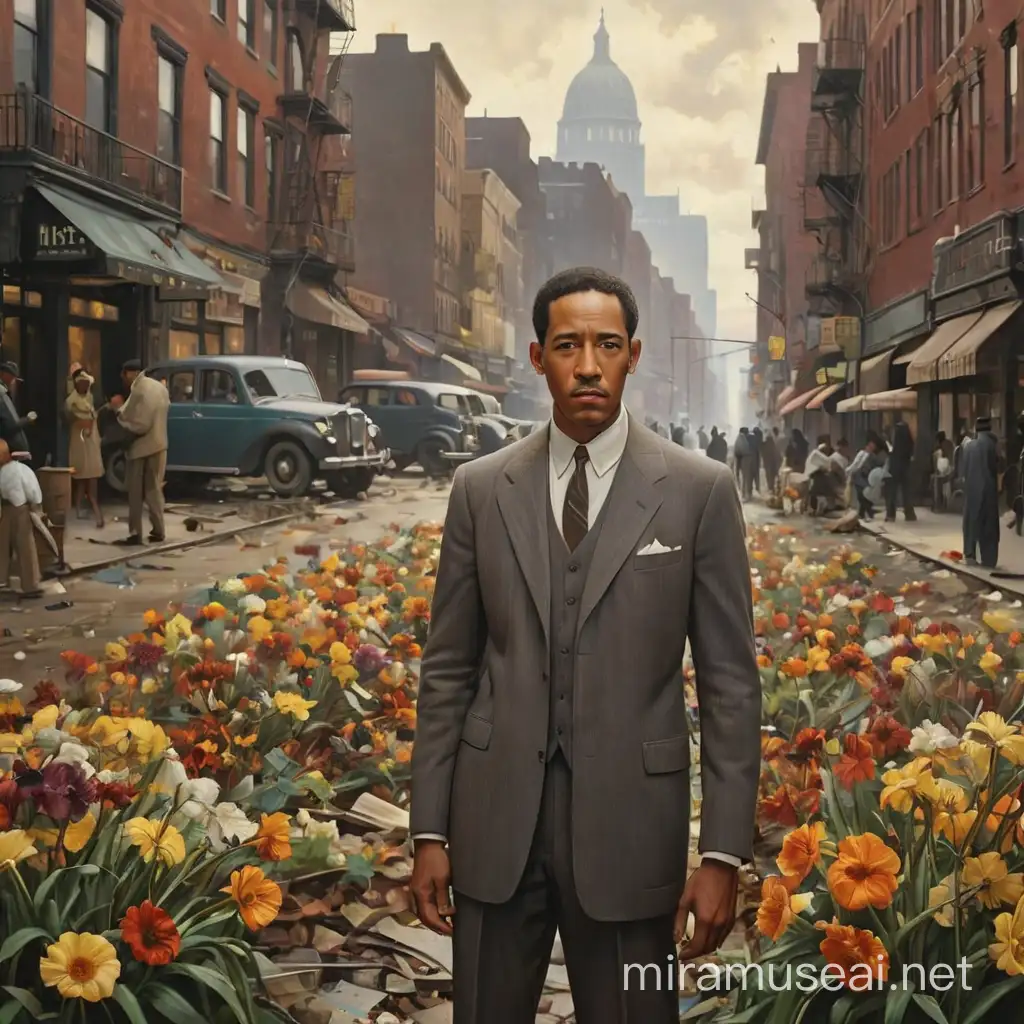Create a compelling cover art that visually interprets the themes of deferred dreams and the consequences of societal injustice depicted in Langston Hughes' poem 'Harlem.' The artwork should encapsulate the frustration, disillusionment, and hopelessness experienced by the African American community during the Harlem Renaissance era. Consider using symbolic imagery such as wilted flowers, broken chains, or a darkened cityscape to represent the stifled aspirations and unfulfilled potential of individuals affected by racial oppression. Incorporate a sense of tension and unrest through dynamic composition, contrasting colors, and expressive brushwork. Let the cover art provoke thought and evoke emotion, inviting viewers to reflect on the enduring relevance of Hughes' poignant exploration of the human condition. Aim to create a visually arresting composition that resonates with the profound truths expressed in 'Harlem