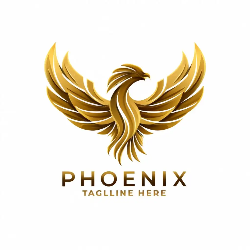 a logo design,with the text "H", main symbol:phoenix, looking to the left, three tail feathers, gold,Moderate,clear background