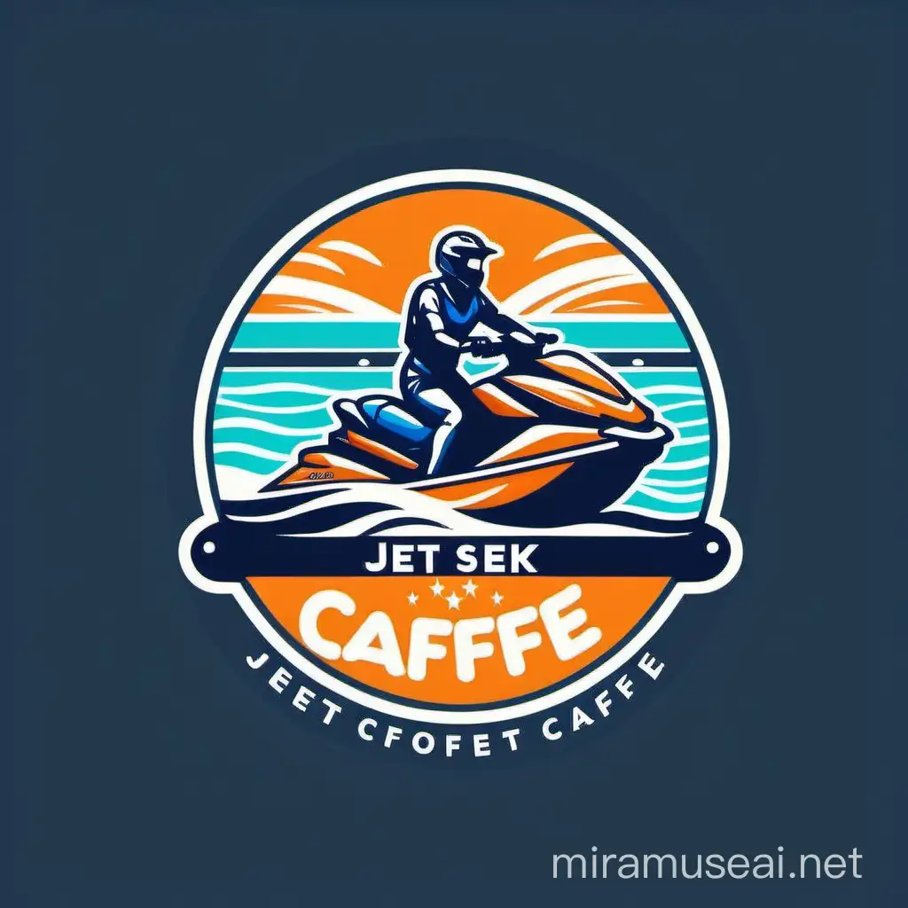 Jet Ski Caffe Logo in Flat Design