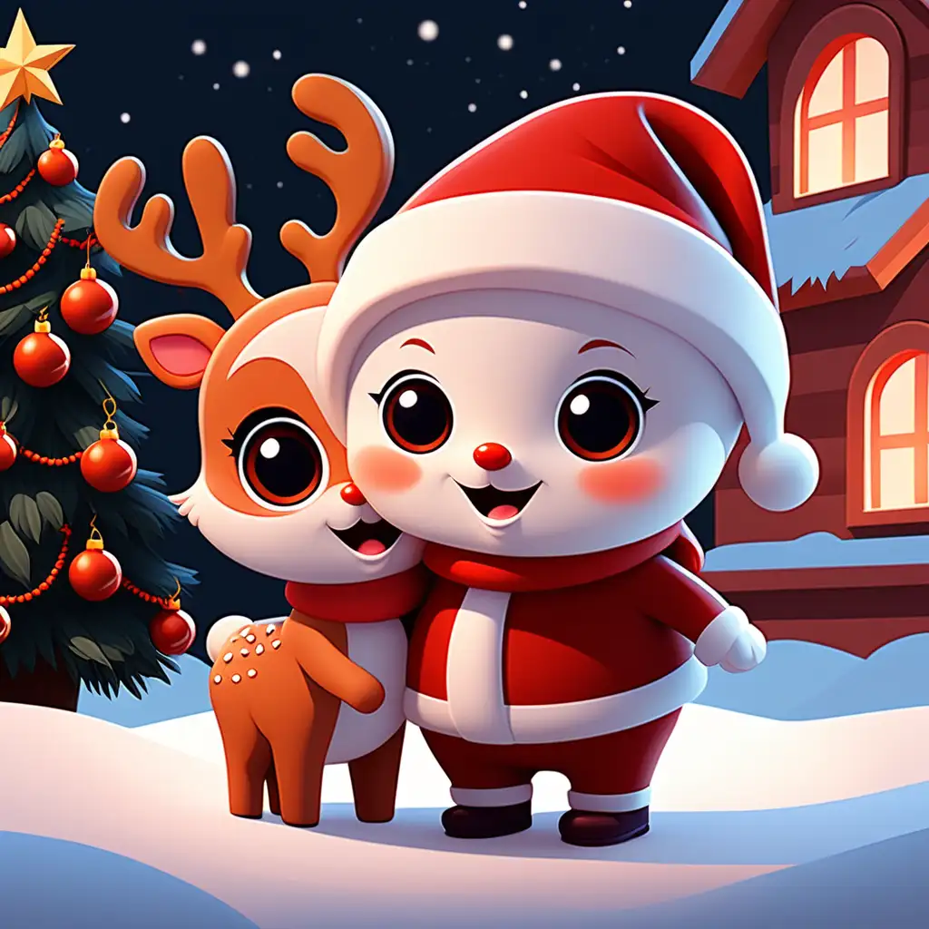 Adorable Christmas Cartoon Characters Celebrating the Festive Season