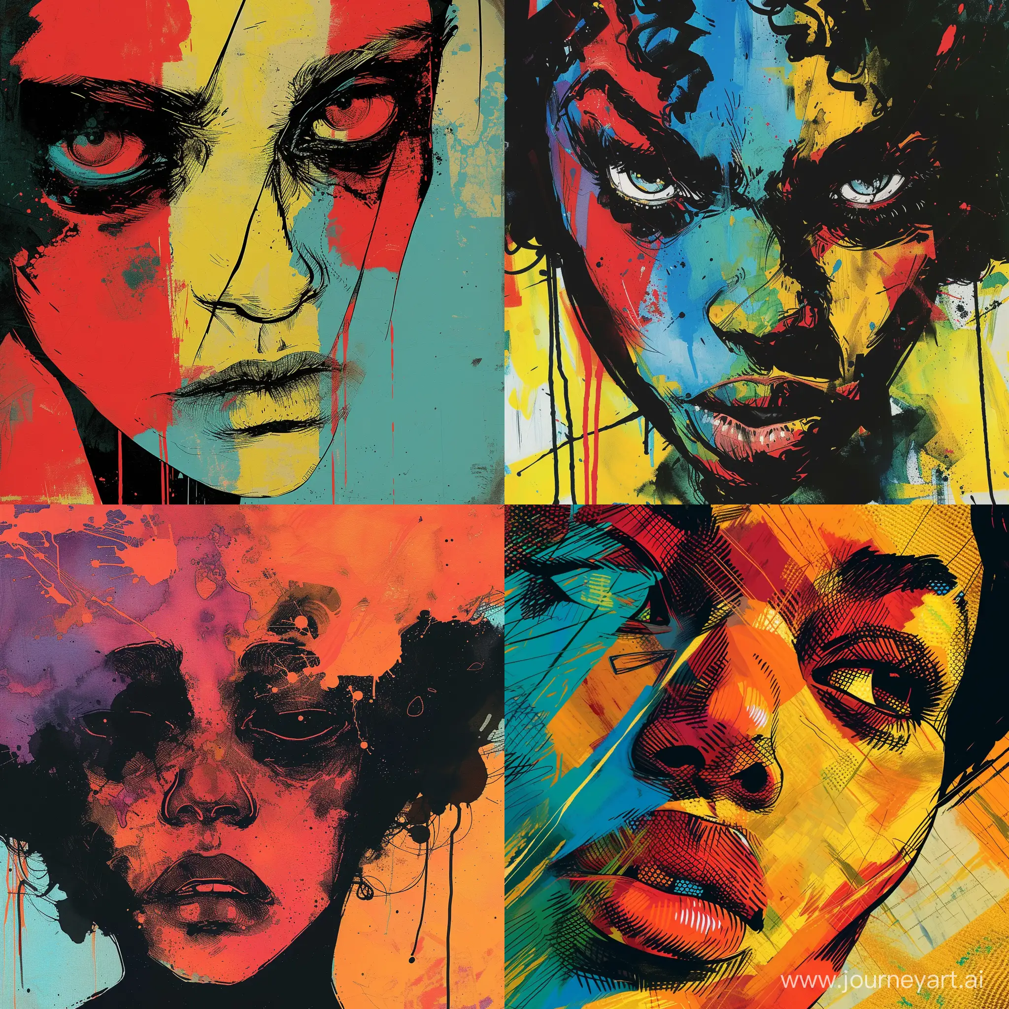 design portrait colourful emotion comic book illustration by Ashley Wood and Phil Hale and Enki Bilal