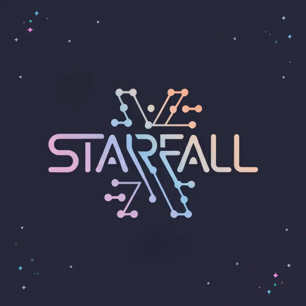a logo design,with the text "STARFALL", main symbol:futuristic text,complex,clear background