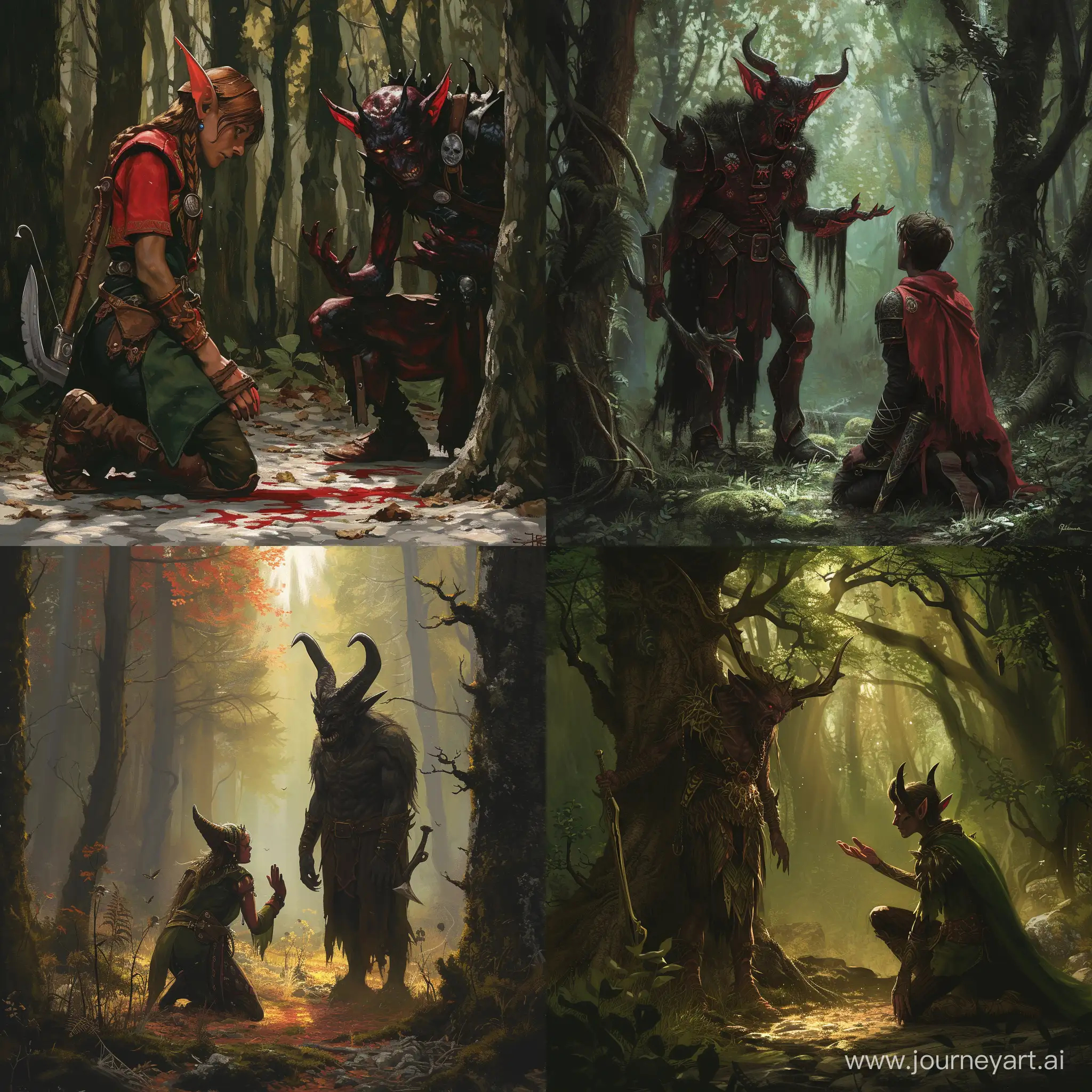Enchanting-Encounter-Elf-Kneeling-Before-the-Forest-Devil
