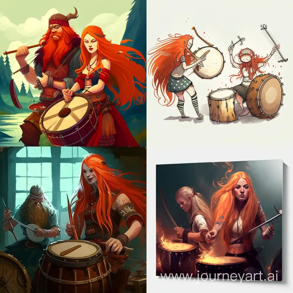 Dynamic-Viking-Drummer-and-RedHaired-Bassist-Jamming-Together