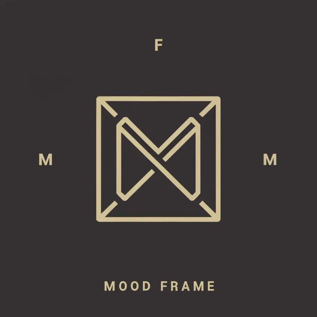 a logo design, with the text 'Moodframe', main symbol: Letter M F, Photo frame, Minimalistic, to be used in Entertainment industry, with clear background