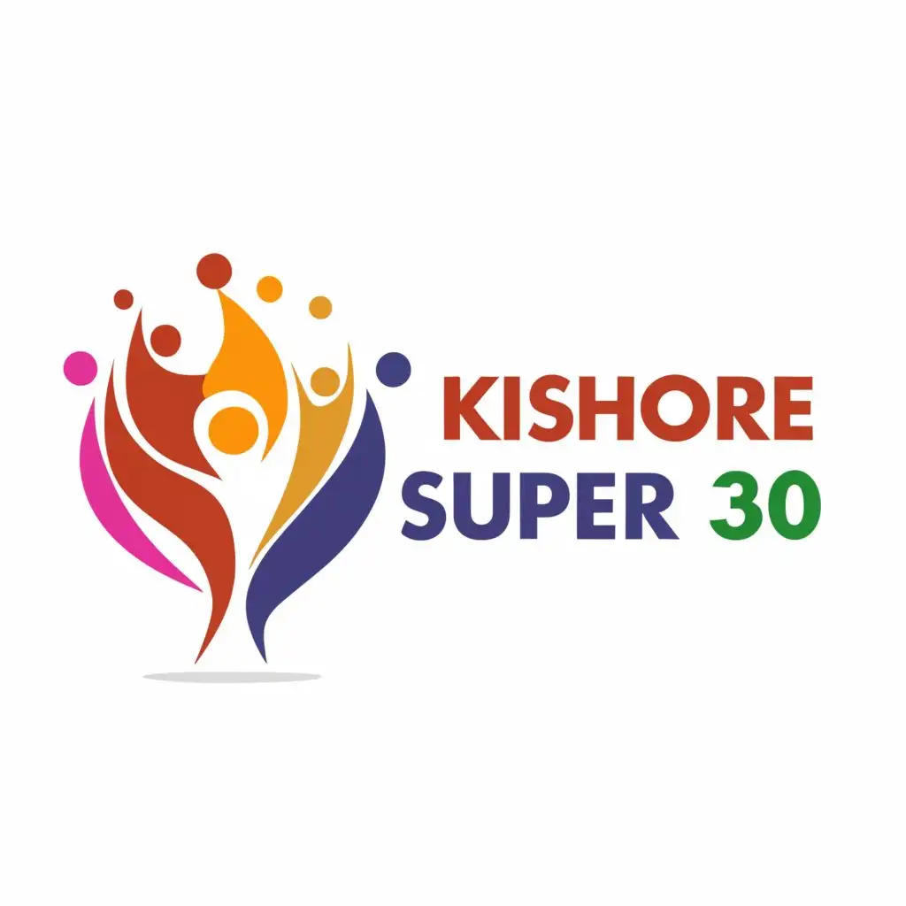 logo, PEOPLE, with the text "KISHORE SUPER 30", typography, be used in Nonprofit industry