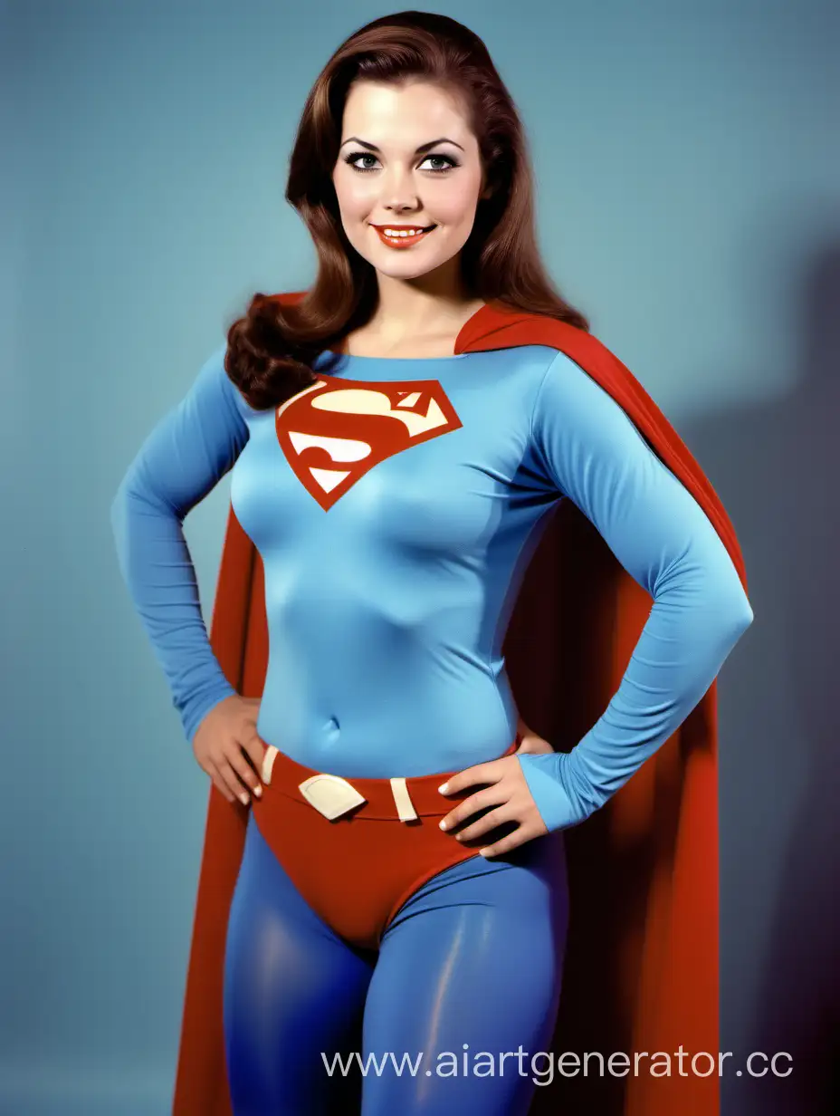 Muscular-Superwoman-in-Soft-Cotton-Costume-Posed-Heroically