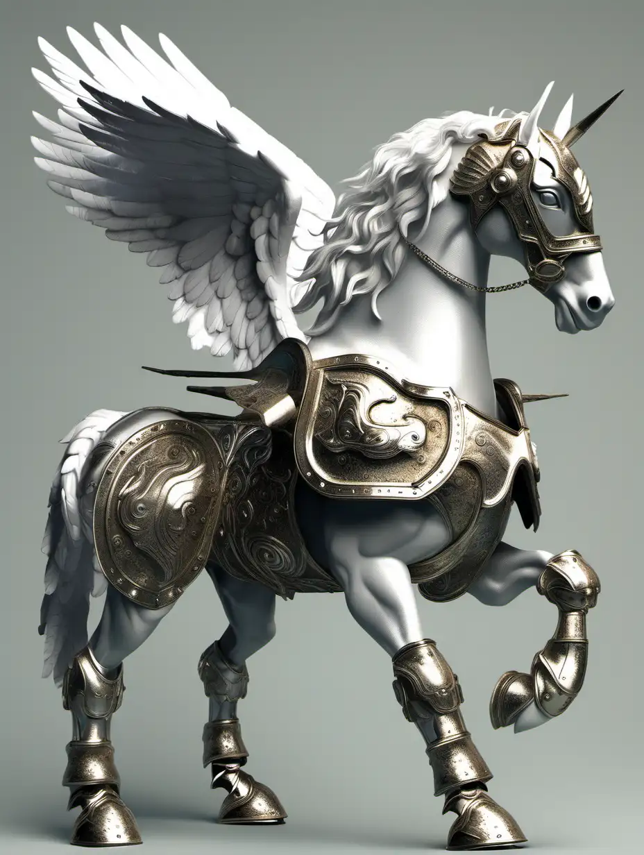 Majestic Pegasus in Mythical Armor Enchanting Fantasy Art | MUSE AI