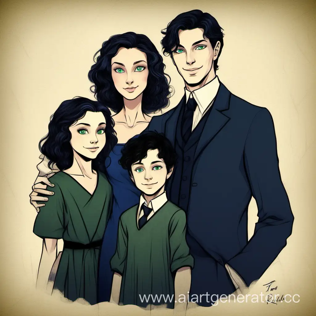 Happy-Family-Portrait-Tom-Riddle-Wife-and-Daughter-with-Stunning-Features