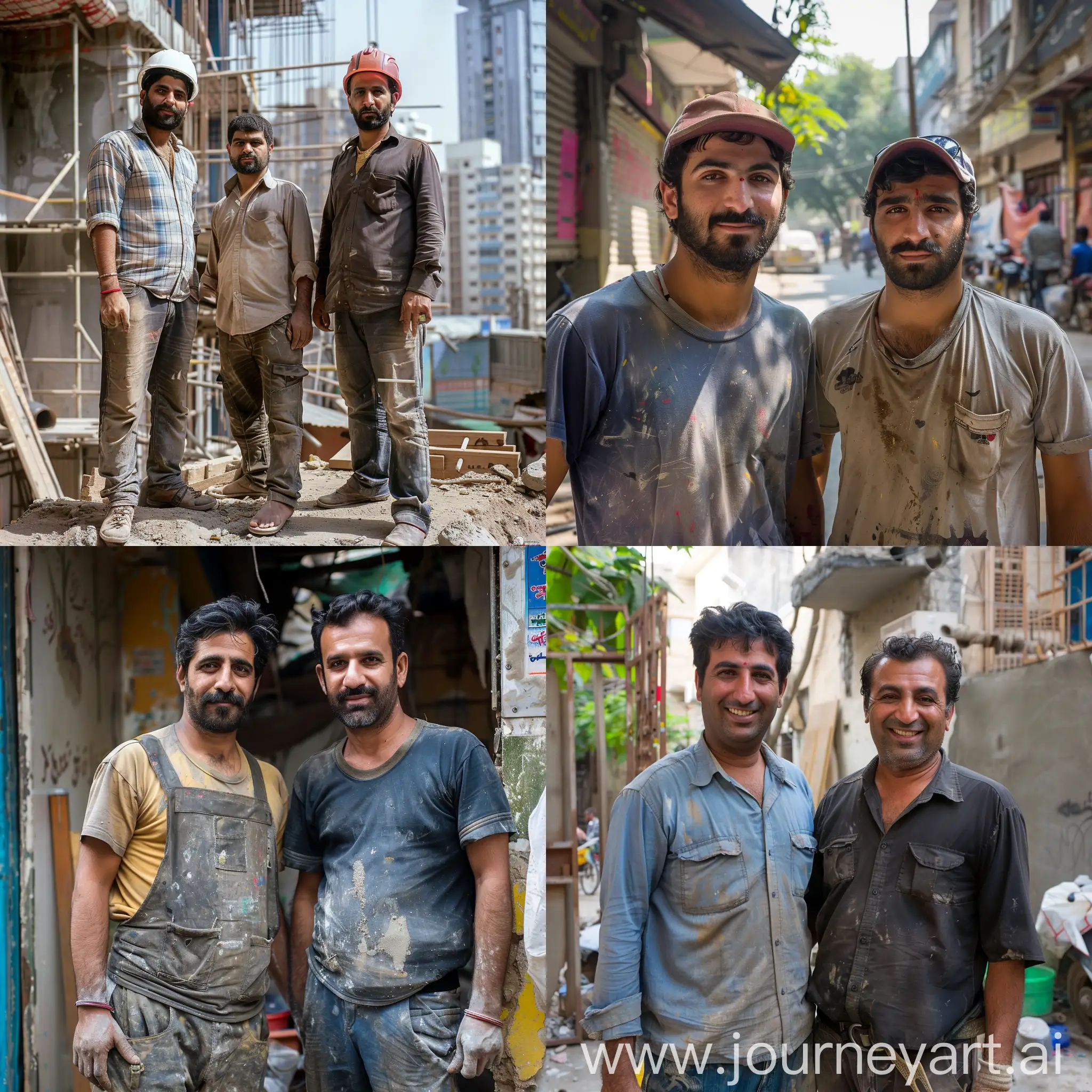 Иранские парни работают строителями в Мумбаи