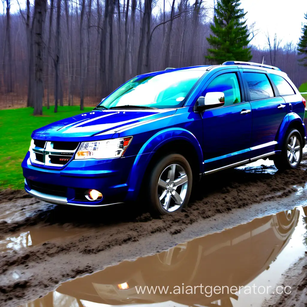 2010 metalic blue Dodge Journey,  muddy driveway