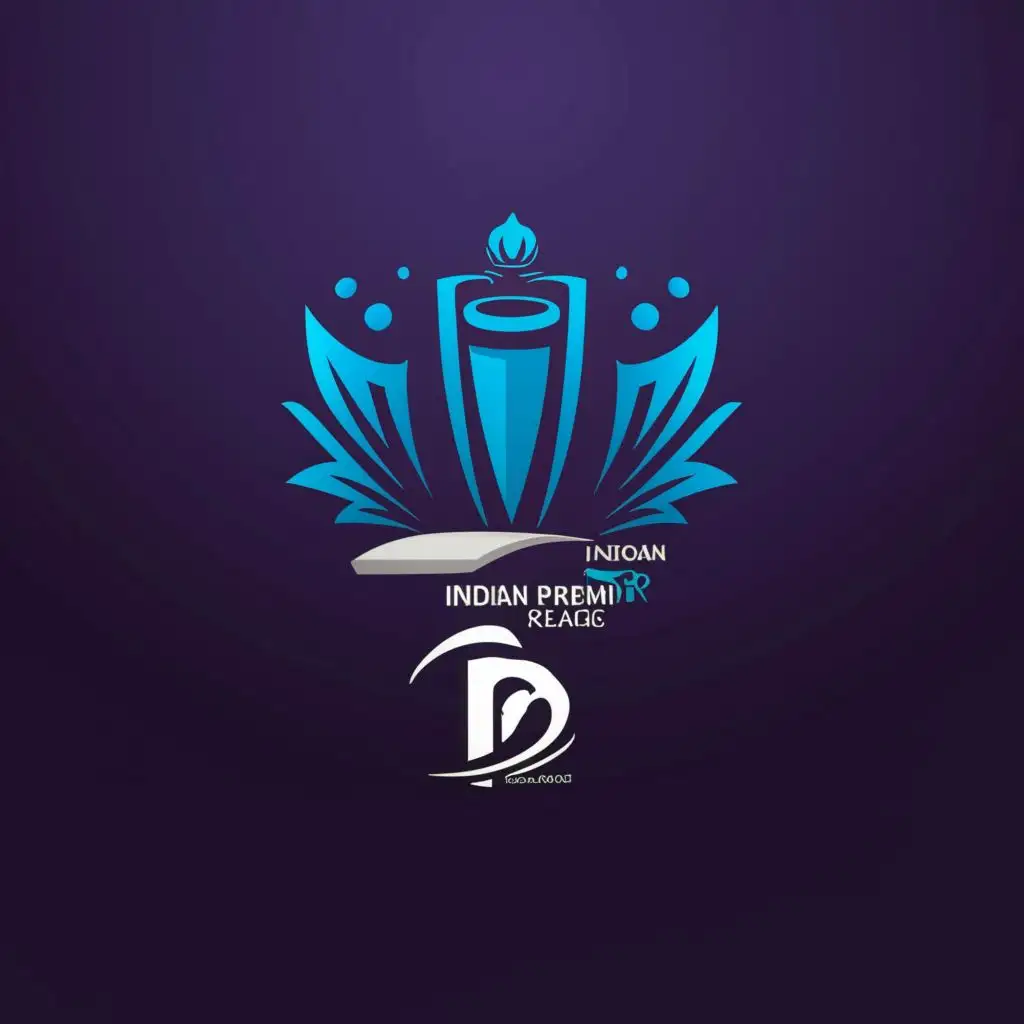 a logo design, with the text "Indian Premier league", main symbol:A Logo Design for an Indian Cricket league, using Indian patterns style incorporate with  cricket Bat, cricket Ball and trophy in a minimal style and Using Blue major color, Minimalistic,be used in Sports,clear background