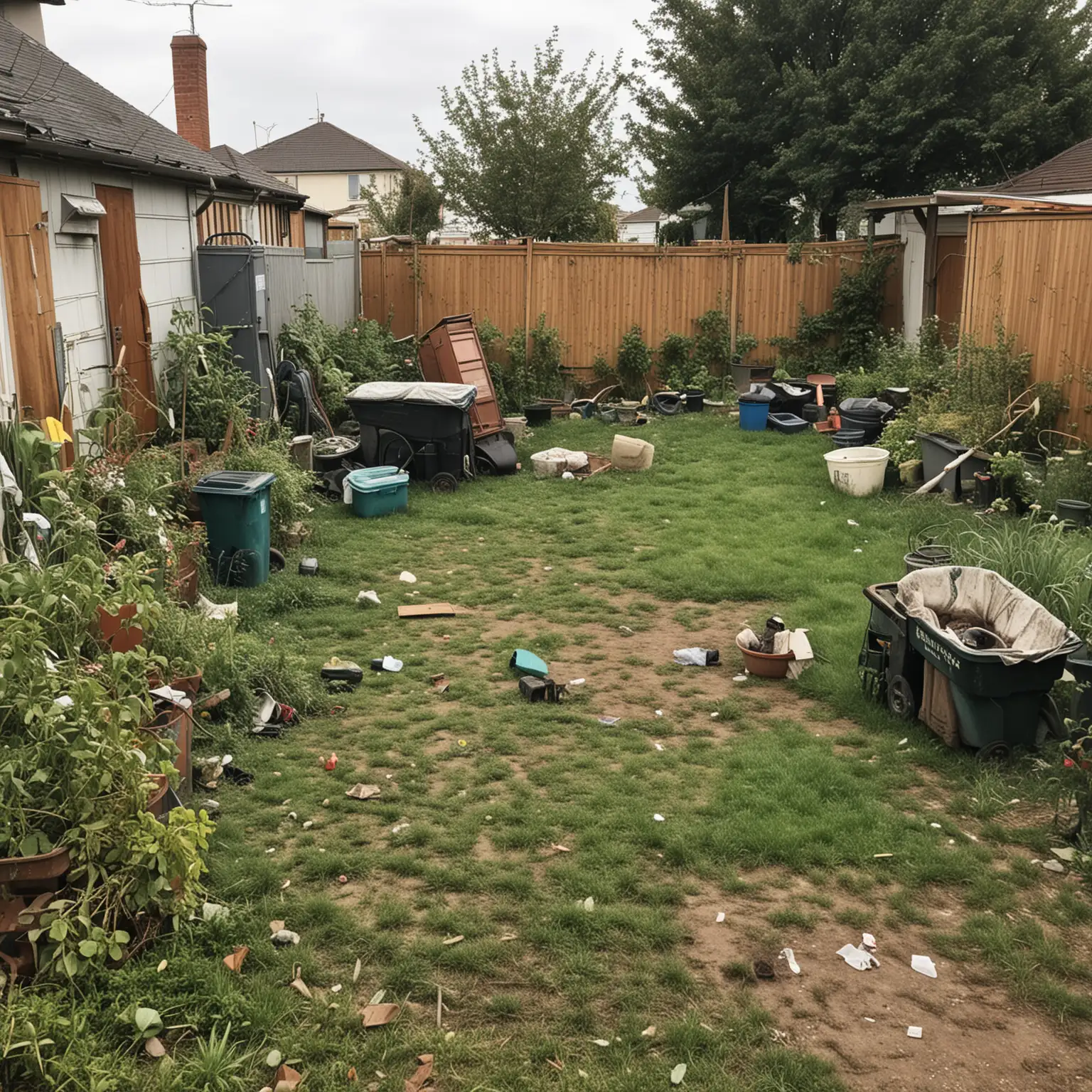 dirty, cluttered and filty yard