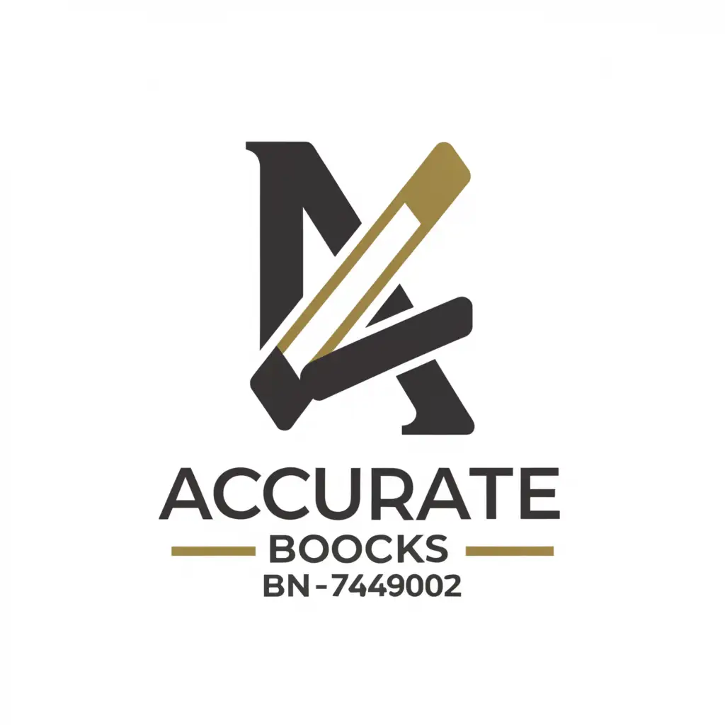 a logo design, with the text "ACCURATE BOOKS BN 7449002", main symbol: LETTER, Moderate, be used in Finance industry, clear background