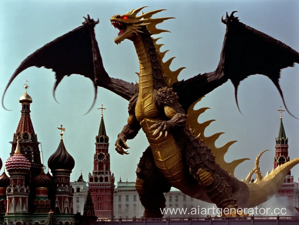Король гидора сражается против Годзиллы в Москве