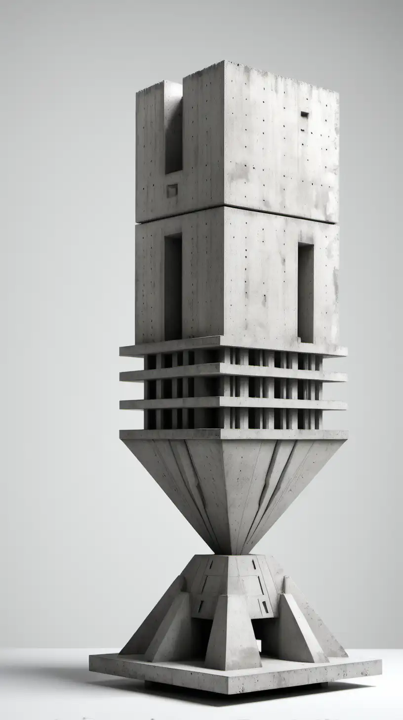 Brutalist Blender, a blender made of concrete, brutalist architectural style, stark, white background 