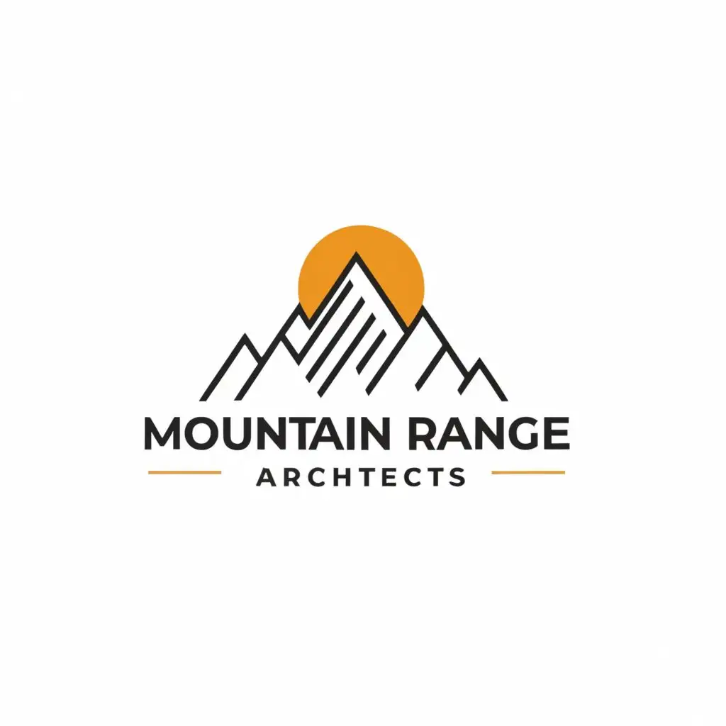 logo, a minimal mountain, with the text "Mountain Range Architects", typography, be used in aec industry