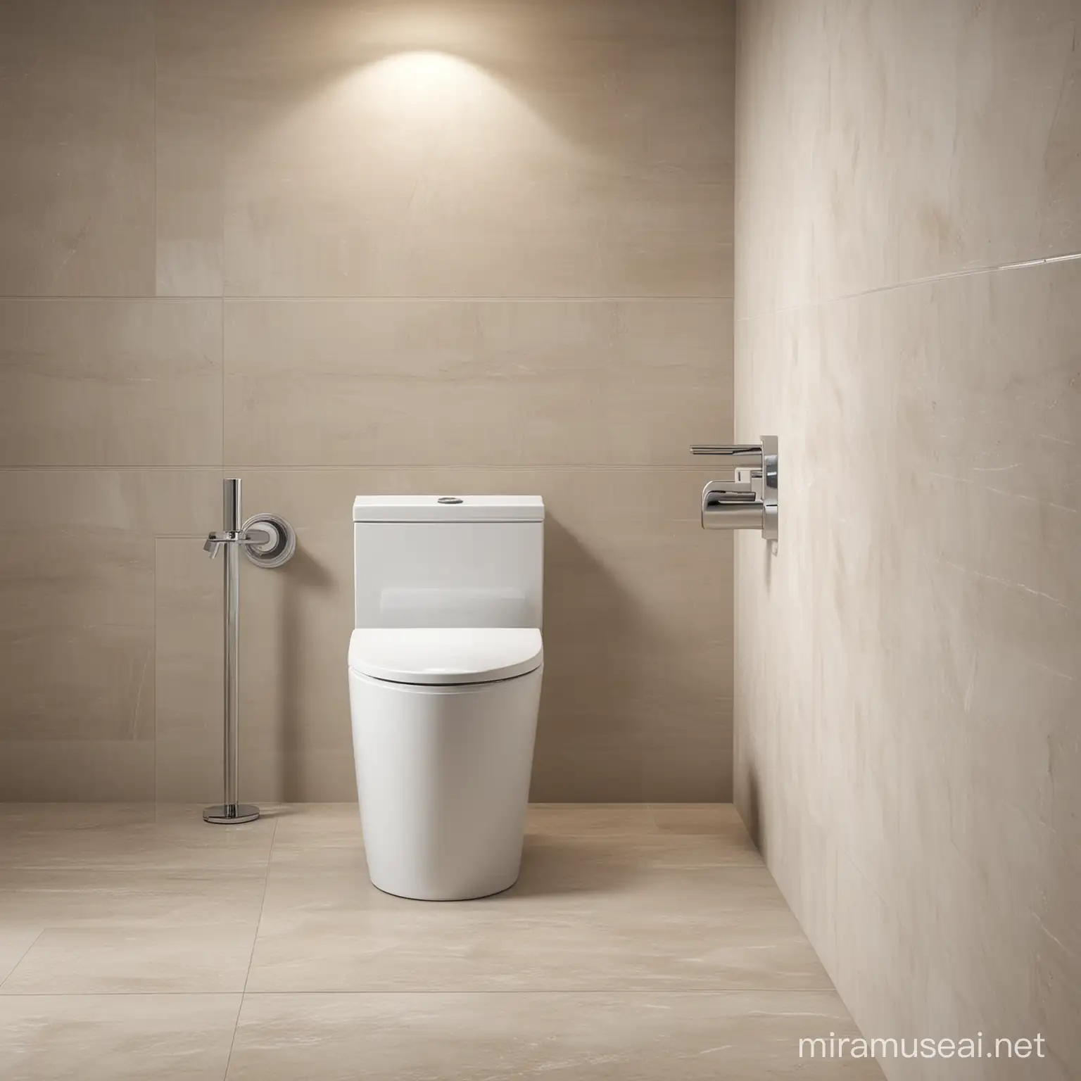 create a image of luxuries washroom with single flush tank