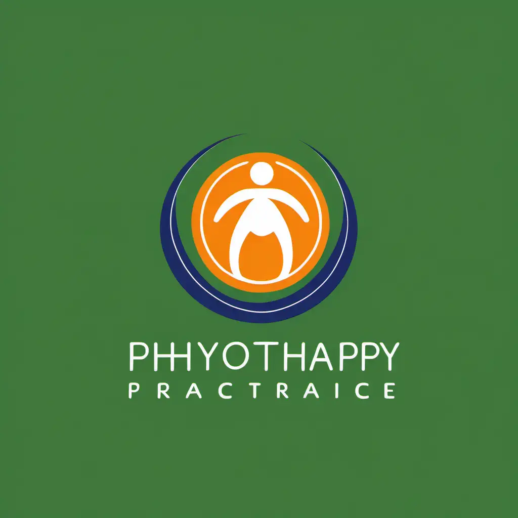 Dynamic Physiotherapy Logo with Vibrant Orange Dark Blue and Green Palette
