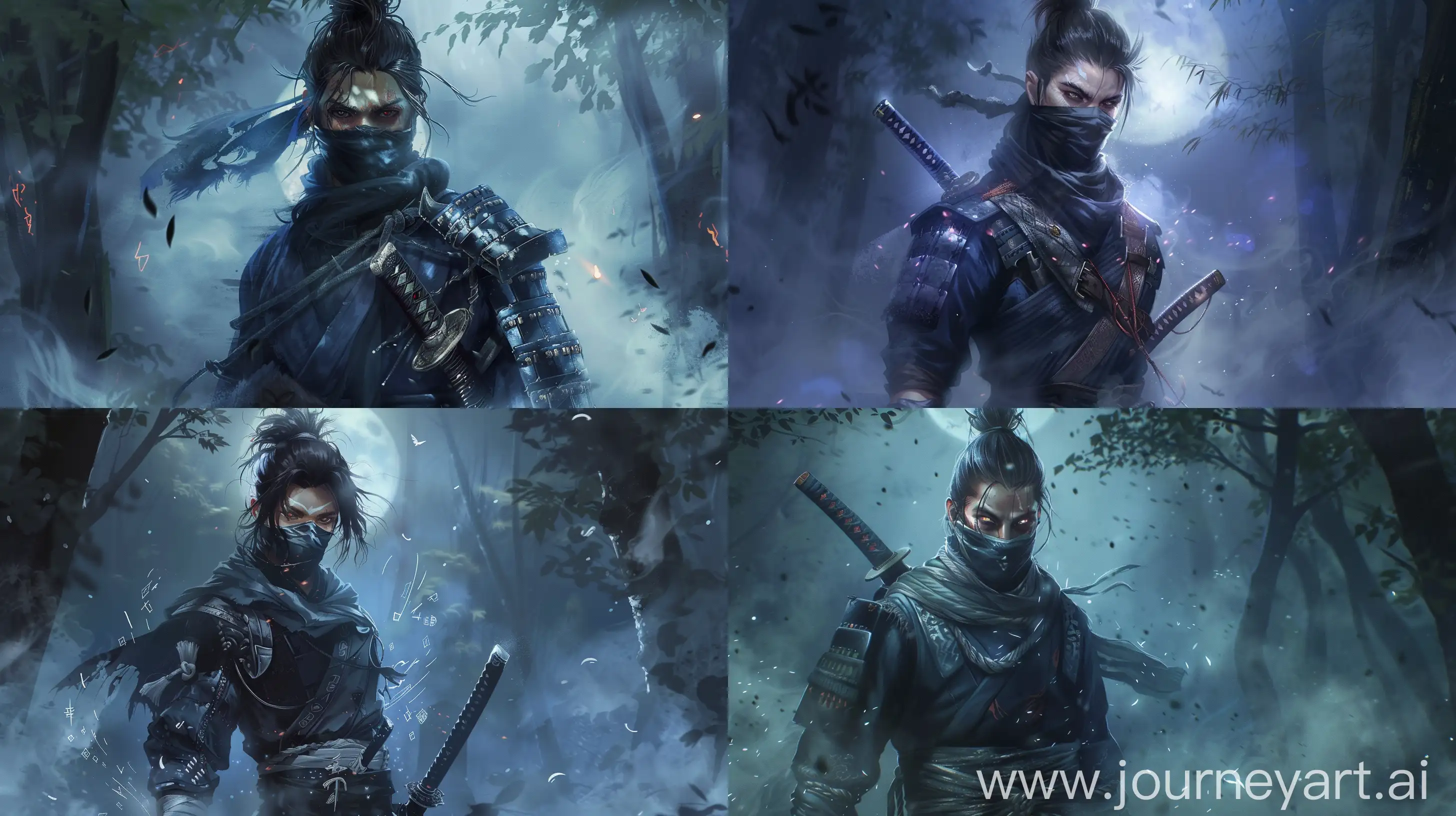 Enigmatic-Ninja-Warrior-Hattori-Hanzo-in-Moonlit-Forest-Samurai-Spirits-Fan-Art