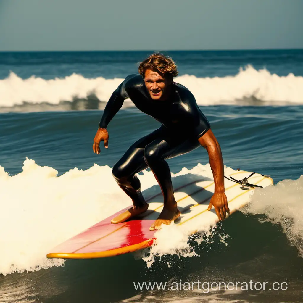 Adventurous-Male-Surfer-Riding-Waves-Along-the-Shore