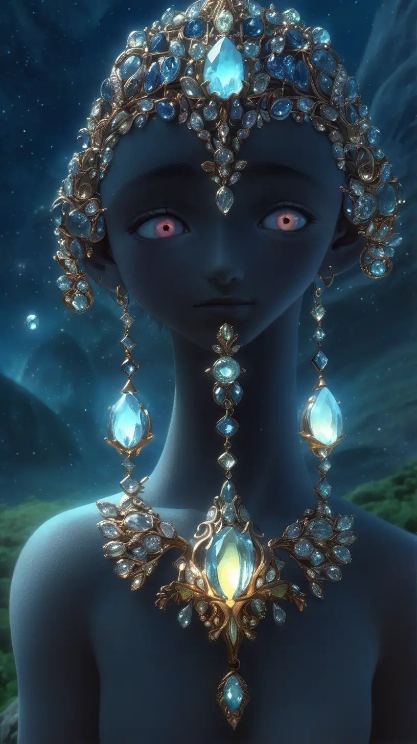 Gleaming Jewels in a Dark Fantasy Macro World Terragen Goddess