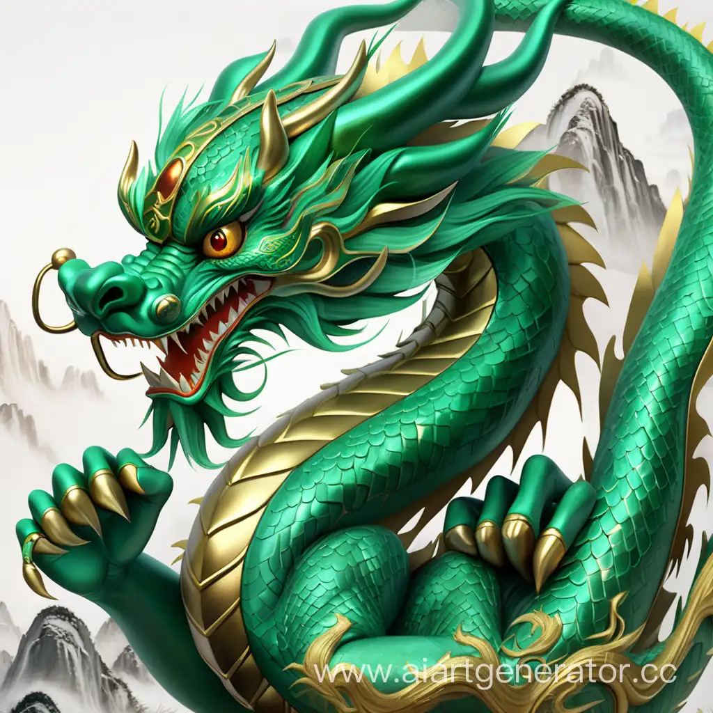 create emerald Chinese dragon, represented Wisdom
