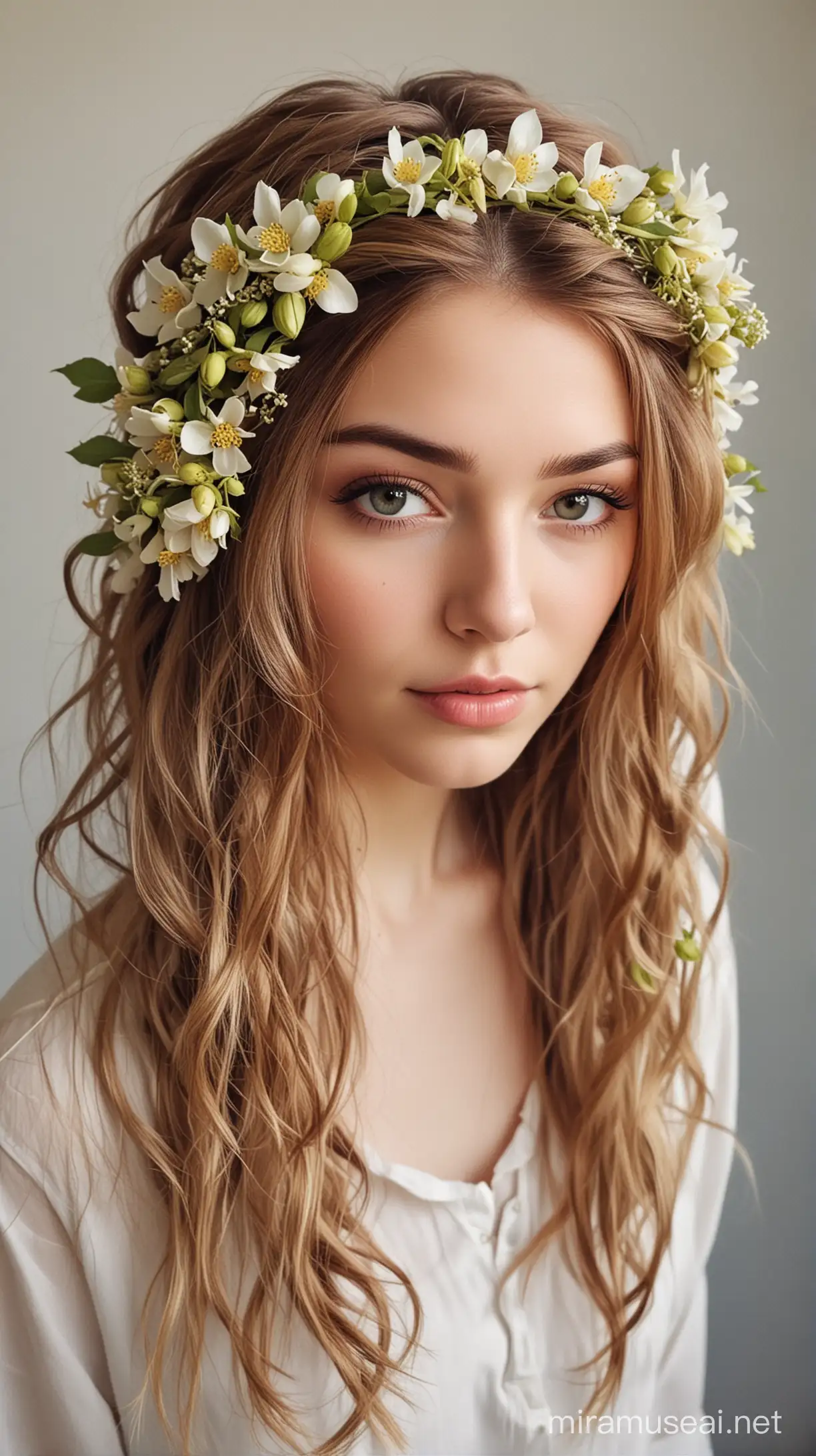 Floral Fantasy Graceful Hair Braids Amidst Blooming Flowers