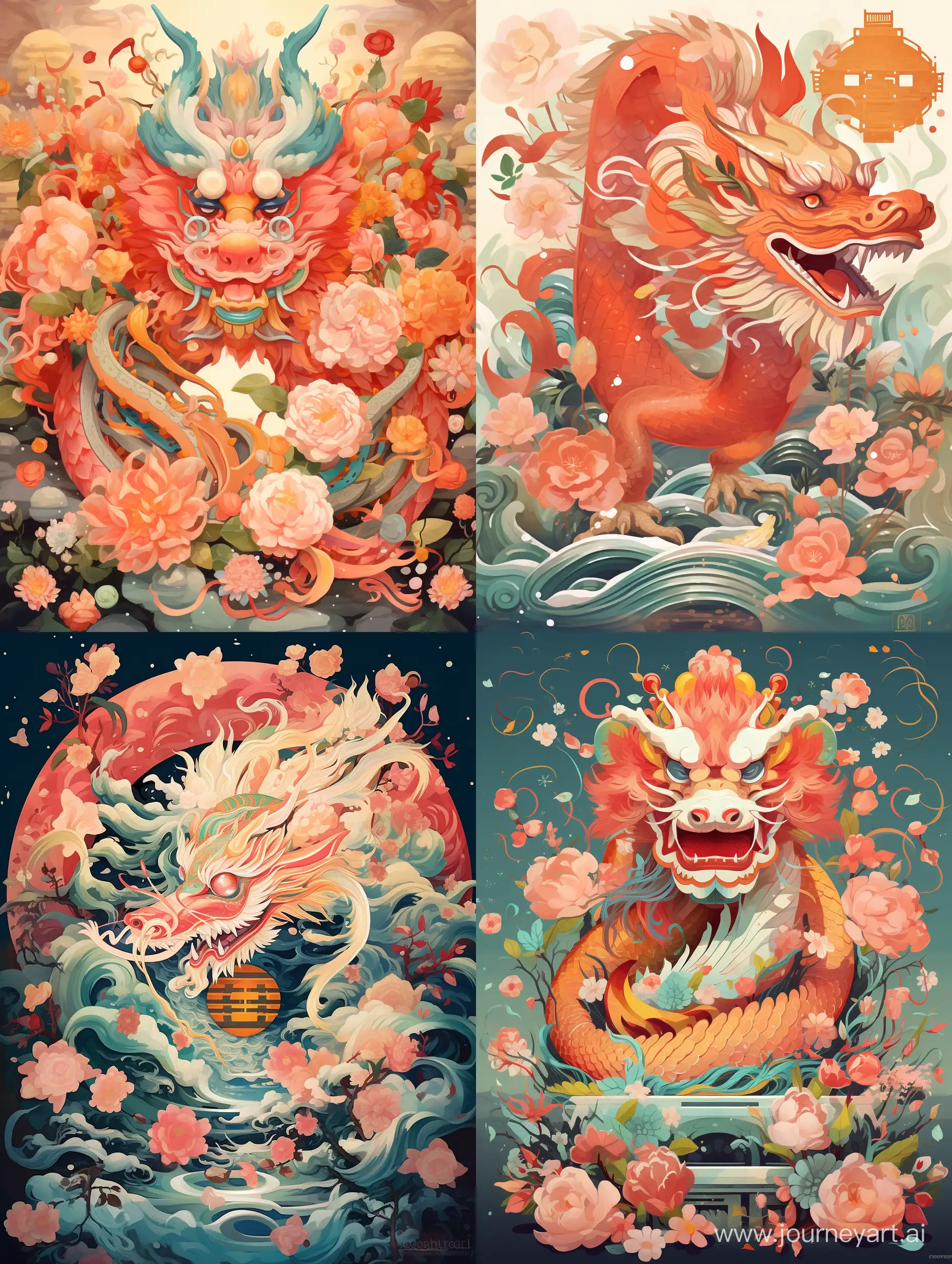 Chinese-Dragon-Amidst-Festive-Chinese-New-Year-Decorations-Victo-Ngai-Style