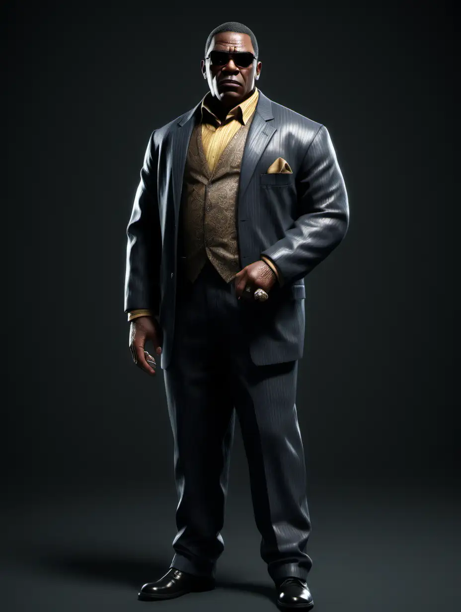 Generate a realistic image of  T-Ray, a sly, shape-shifting middle-aged southern black gangster, casually dressed.