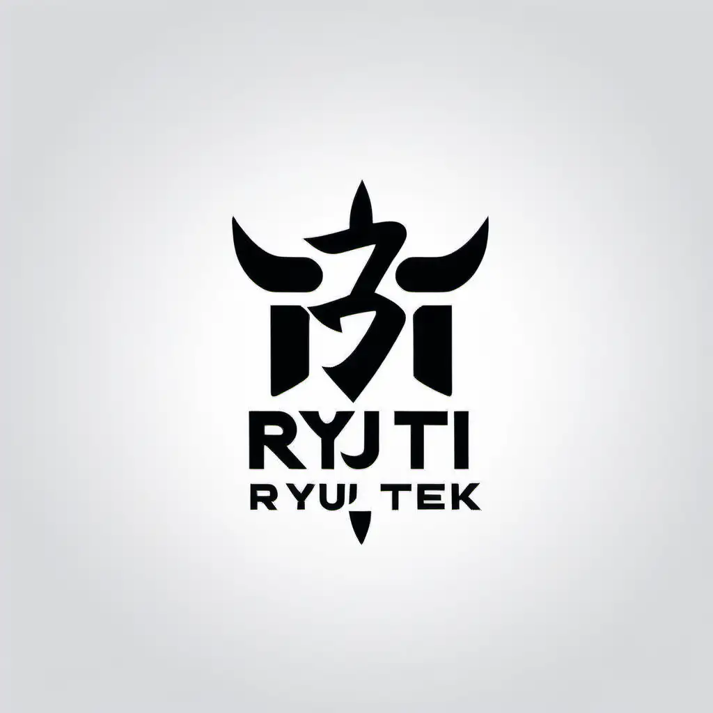 create a minimalist travel design logo called ryu-tek with black and white colors only
