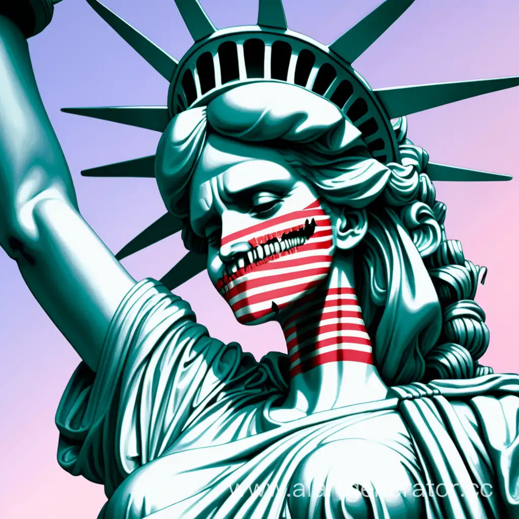 Freedom-Silenced-Statue-of-Liberty-Weeping-with-Taped-Mouth