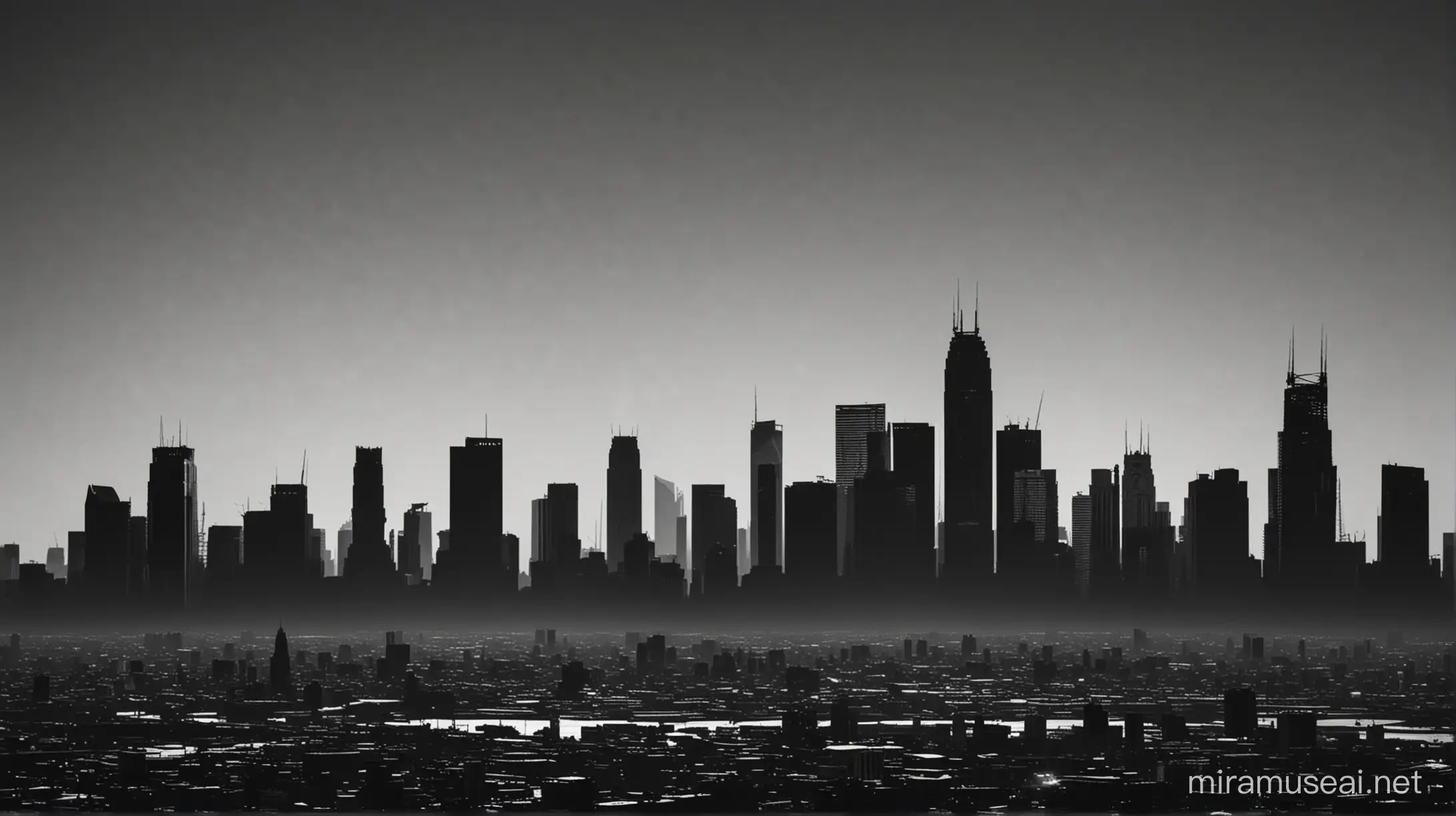 varied modern city skyline 
photo with plenty of negative space in the style of a roger deakins film