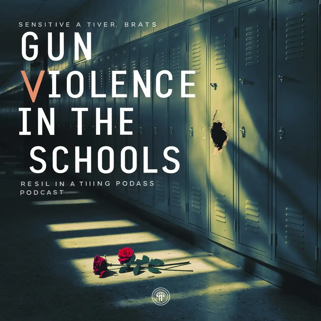 sensitive podcast cover photo about gun violence in schools