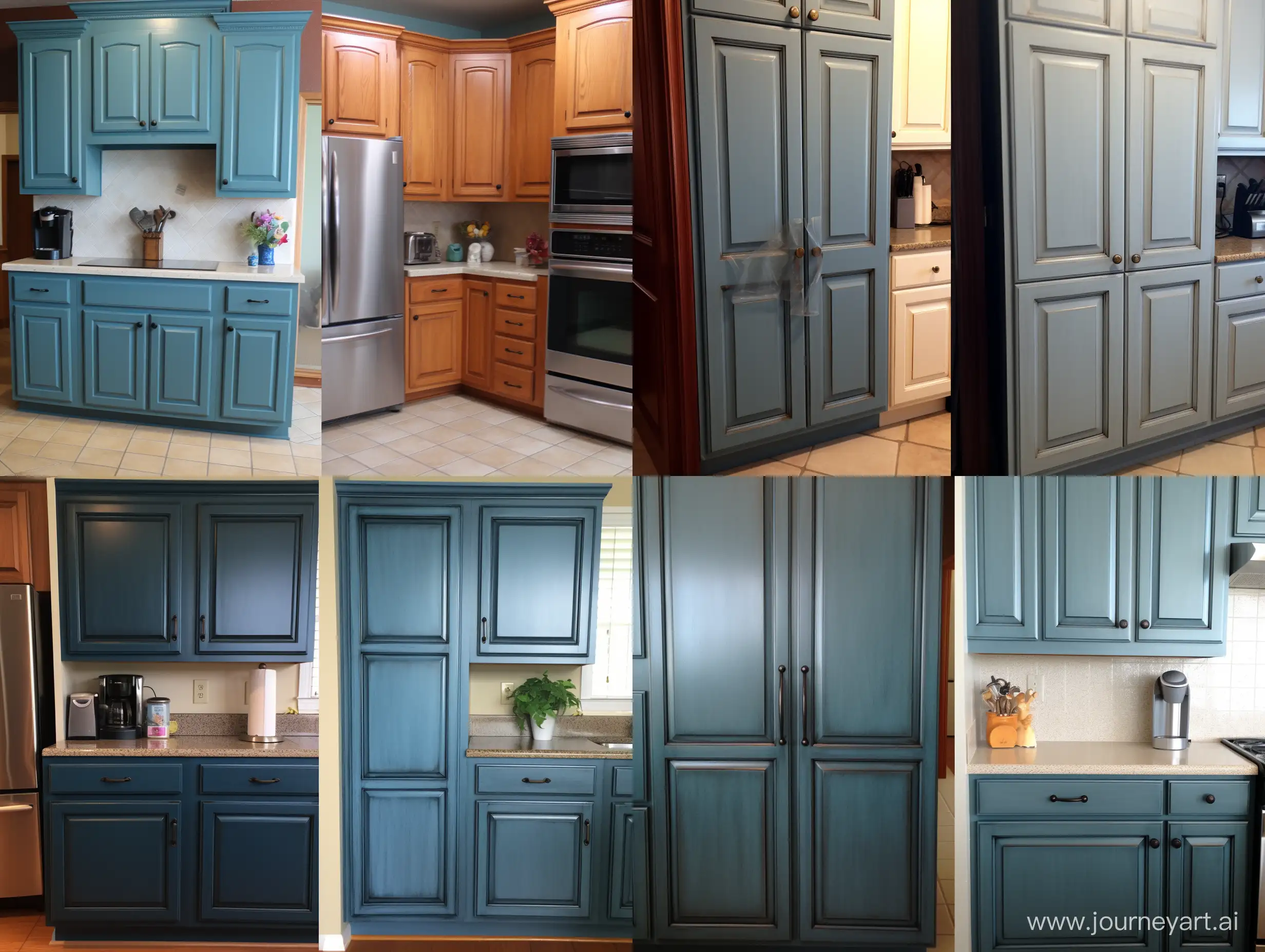 Painting blue kitchen cabinet doors: Before and after restoration