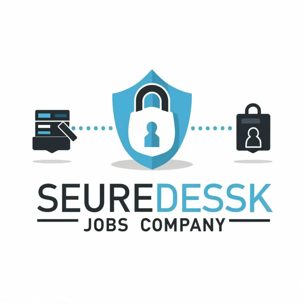 logo, Security, with the text "SEUREDESK JOBS COMPANY", typography, be used in Technology industry