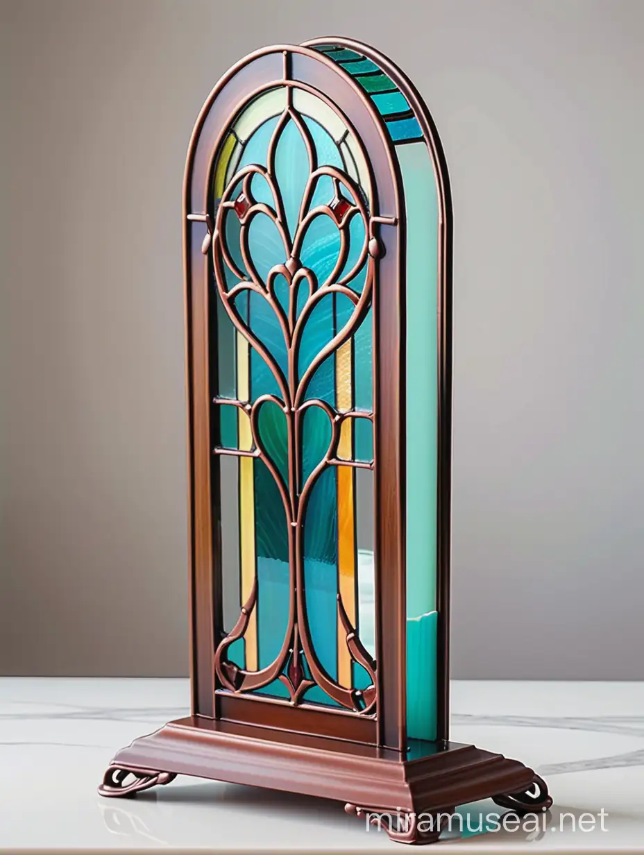 Art Nouveau Stained Glass Book Stand Tiffany Colorful Glass Display