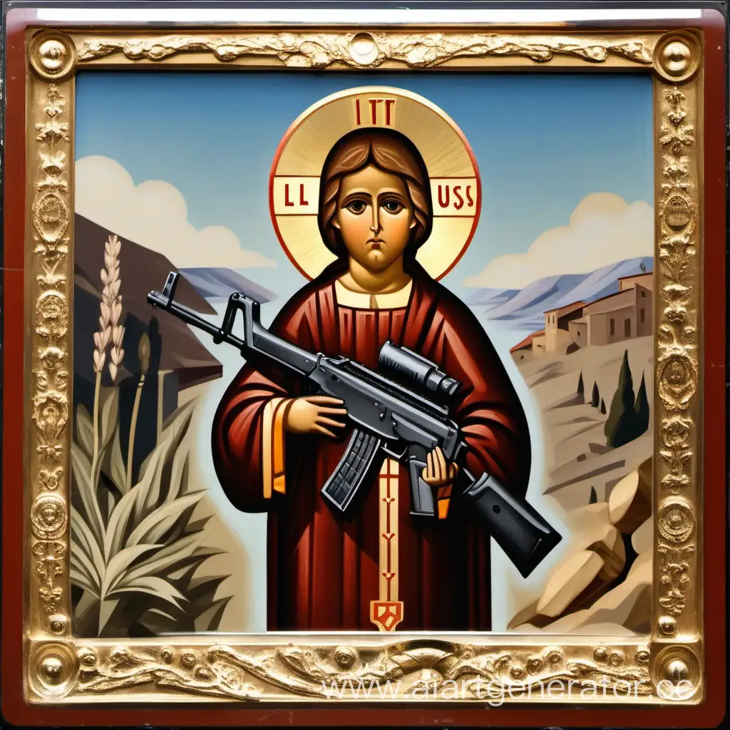 Icon-of-Little-Jesus-with-Automatic-Rifle-in-Balaklava