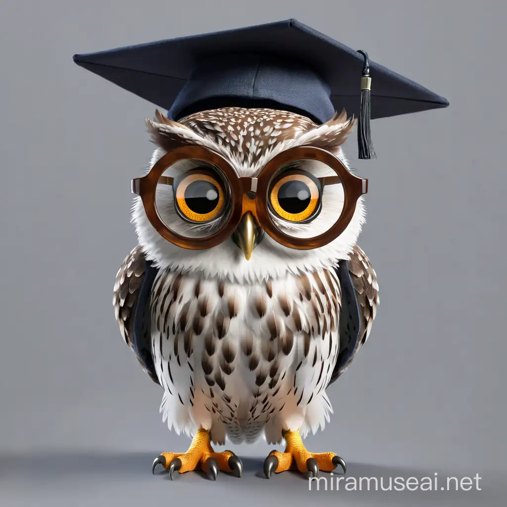 professor owl, wearing glasses,  transparent  background