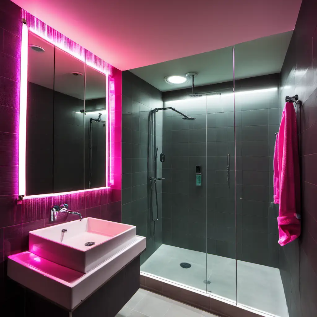 Vibrant NeonLit Shower Room Experience