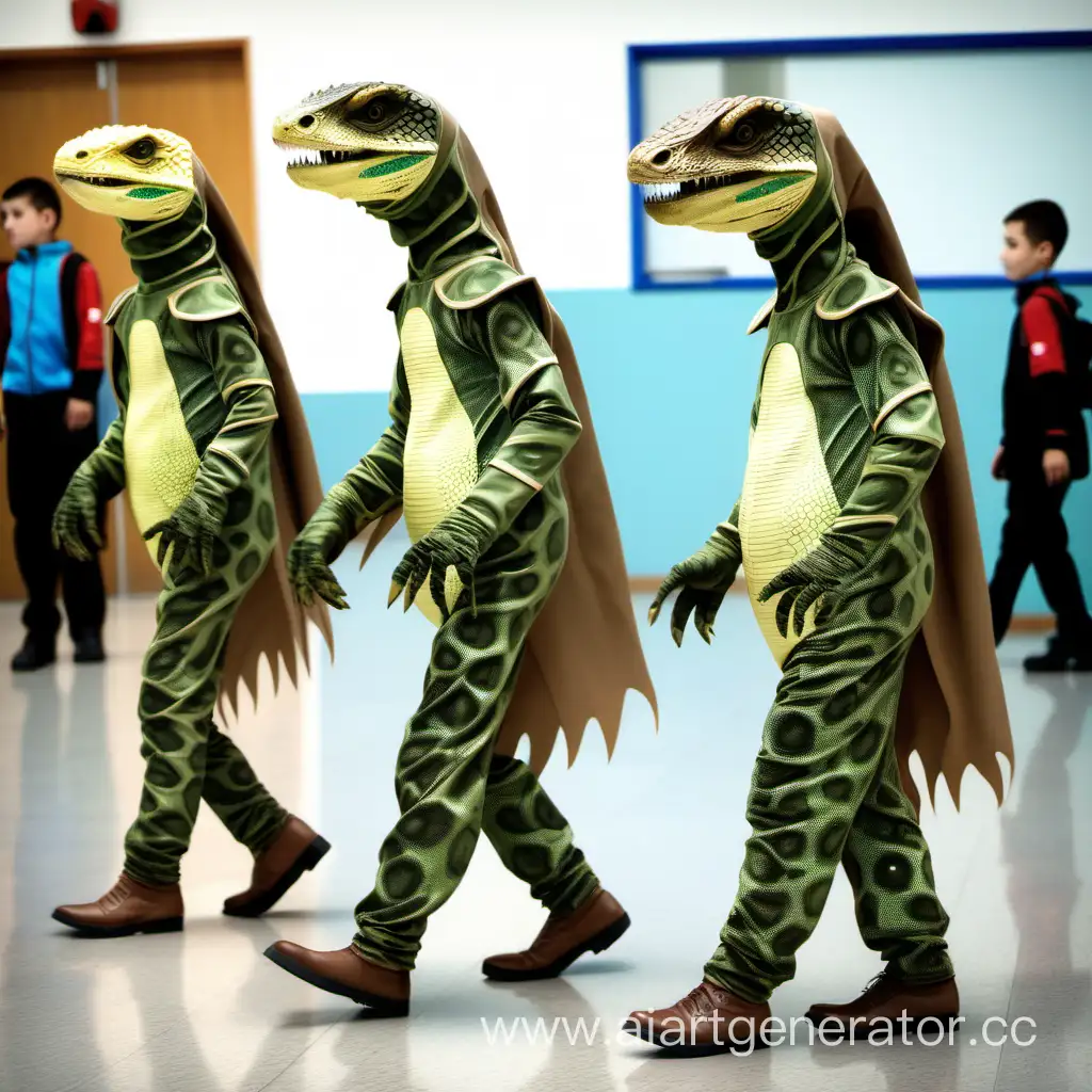 Costumed-Reptiloids-Strolling-Near-Kazakhstan-School