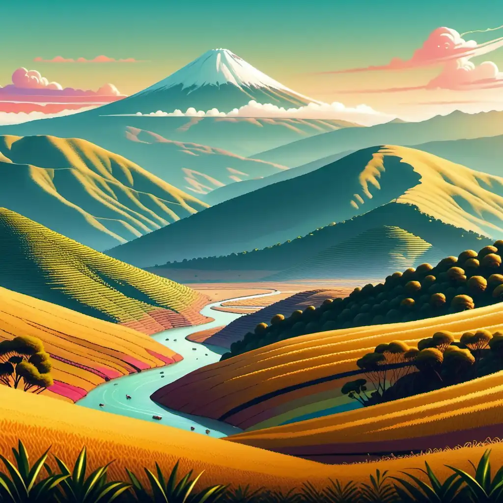 illustration, hintergrund Ecuador,
atemberaubende landschaft