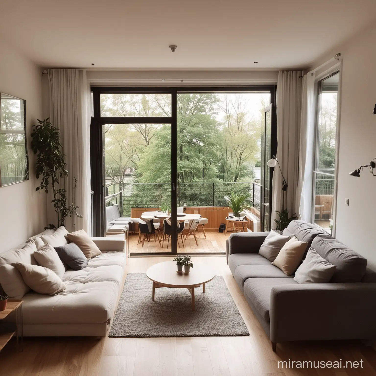 Charming Minimalist Apartment with Modern Living Room and Cozy Bedroom on Third Floor