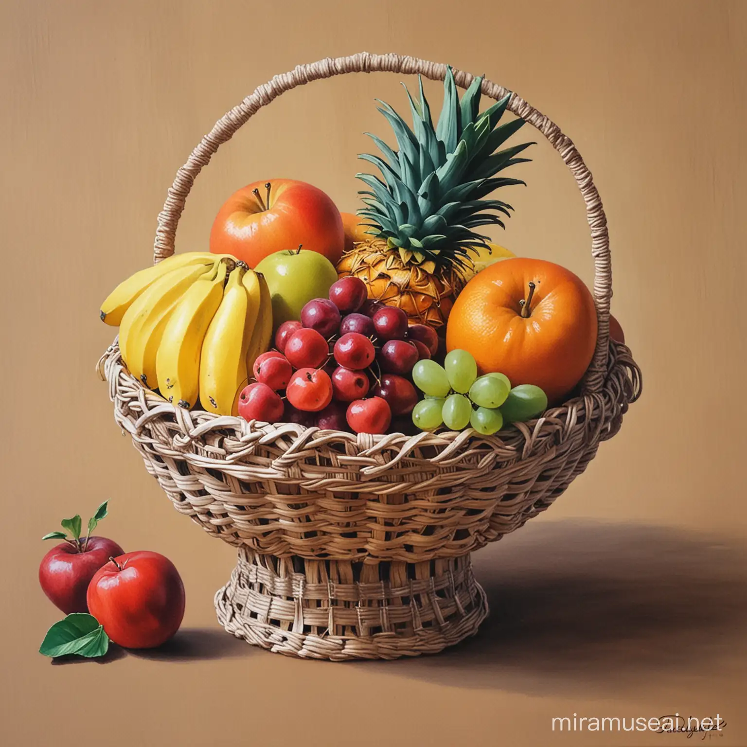 Colorful Acrylic Painting of a Fruit Basket