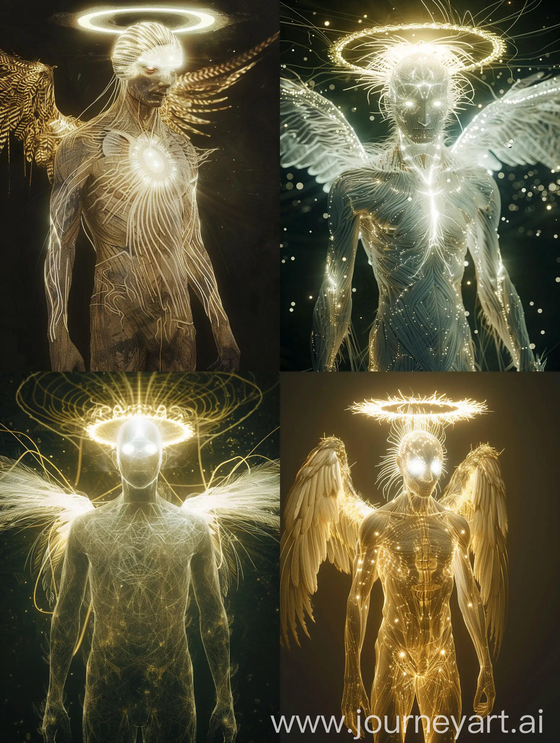 Divine-Being-Radiating-Golden-Light-Anthropomorphic-Bird-in-Dark-Fantasy-Setting